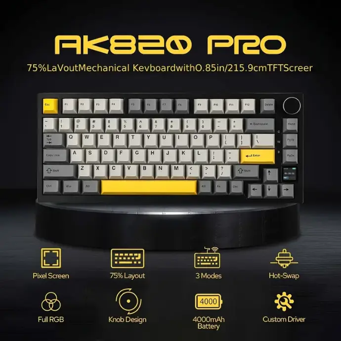 Mechanical Keyboard with TFT Display AJAZZ AK820PRO